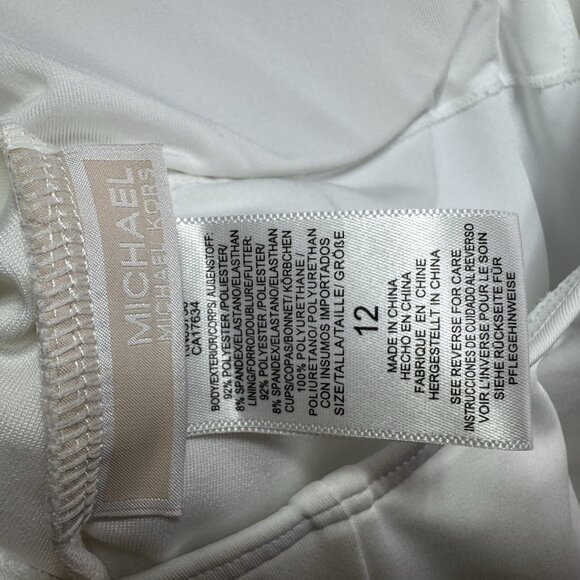 Michael Kors Swimsuit 12 One Piece White Studded Rhinestones Bride Honeymoon - Picture 7 of 11